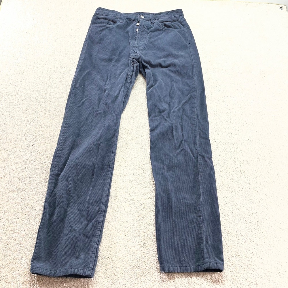 John Galt Pants Womens Small Navy Blue Corduroy Button Fly Straight‎ Leg